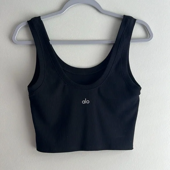 Alo Ribbed Wellness Tank in Black - Picture 2 of 2